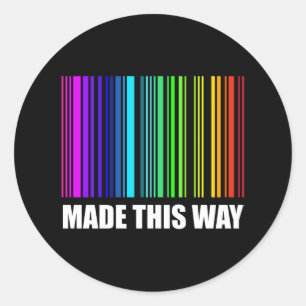 Sticker Rond FAIT DE CETTE MANIÈRE LGBT Pride Mois Code-barres 