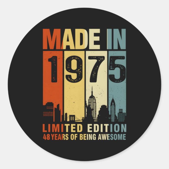 Sticker Rond Fait En 1975 48 Ans D'Être Étonnant (Devant)