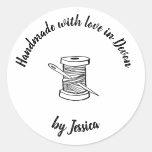 Sticker Rond Fait main avec l'autocollant de couture d'amour