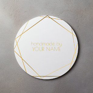 Sticker Rond Fait main par effet doré géométrique blanc moderne