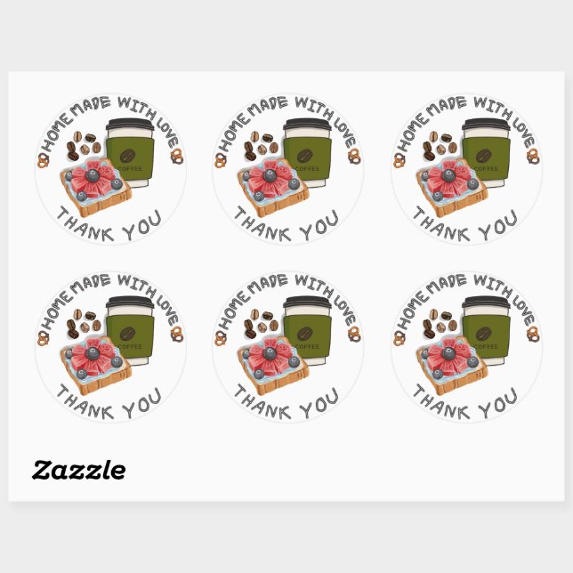 Sticker Rond Fait maison avec amour (Feuille)