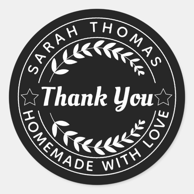 Sticker Rond Fait maison avec amour Créez votre propre Merci (Devant)