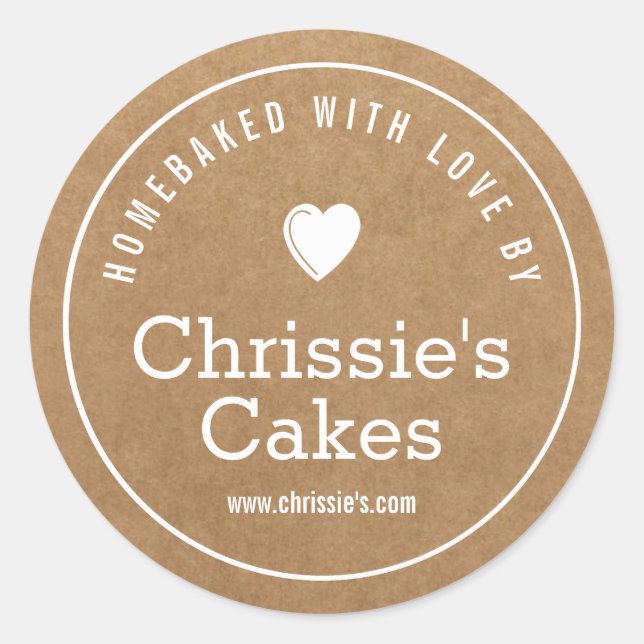 Sticker Rond fait maison avec amour Kraft boulangerie (Devant)