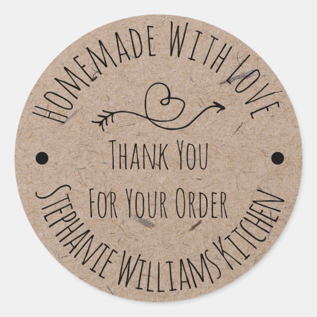 Sticker Rond Fait maison avec amour | Merci Pour Votre Commande (Devant)
