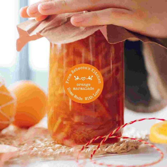 Sticker Rond Fait maison avec amour Orange Marmalade Canning (Créateur téléchargé)