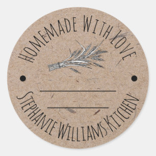 Sticker Rond Fait maison avec amour Papier kraft, cuisson 
