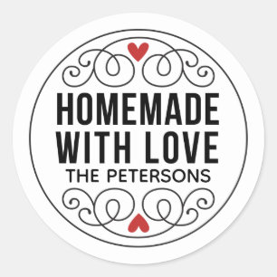Sticker Rond Fait Maison Avec Amour Personnalisé