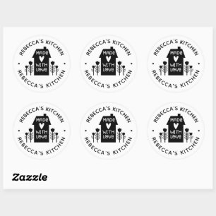 Sticker Rond Fait Maison Avec Amour Personnalisé Classique Stic