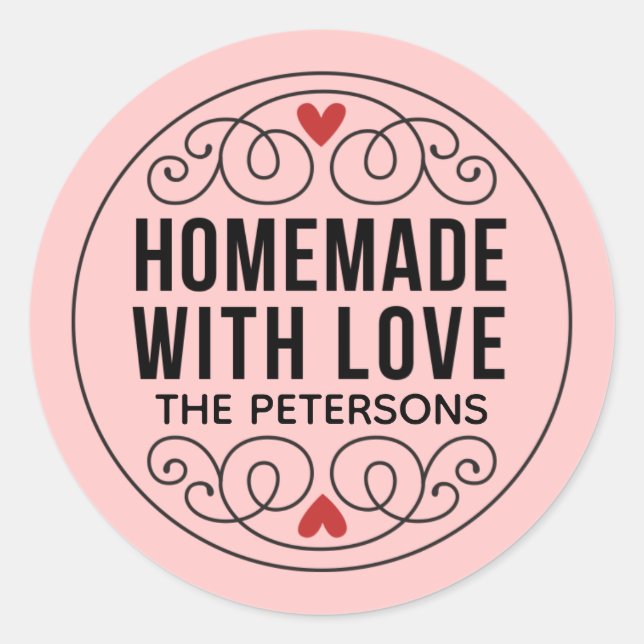 Sticker Rond Fait Maison Avec Baguette Bleue Rose Classic Rond (Devant)