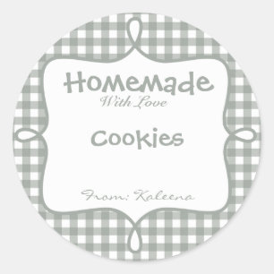 Sticker Rond Fait Maison Avec En vichy Gray Amour