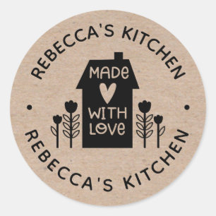 Sticker Rond Fait maison avec Love Kraft