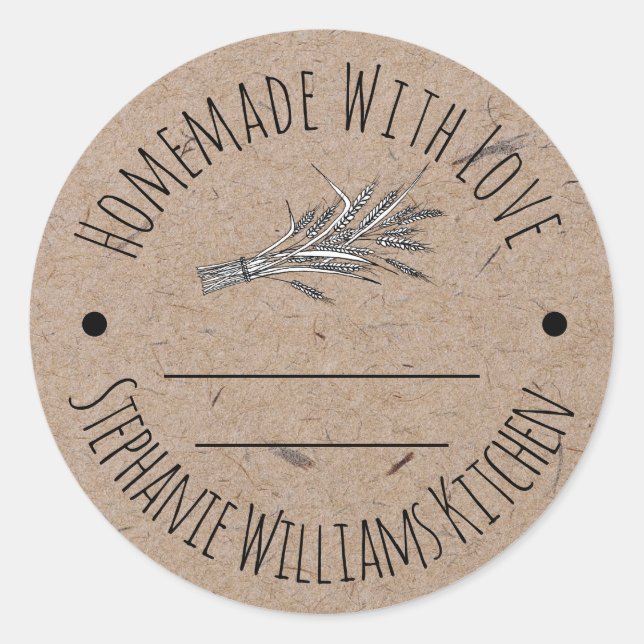 Sticker Rond Fait maison avec Love Kraft Papier, Baking (Devant)