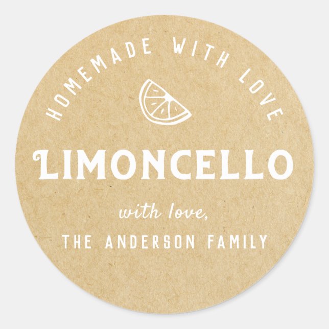 Sticker Rond Fait maison avec Love Limoncello Kraft moderne (Devant)