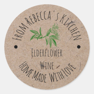Sticker Rond Fait maison avec papier Kraft Love Vin d'Elderbe