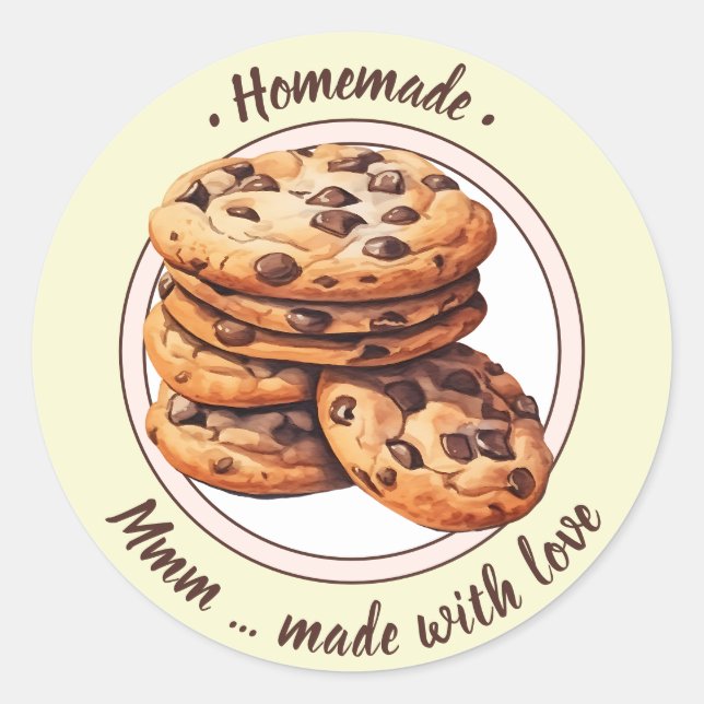 Sticker Rond Fait maison - mmm... fait avec amour (Devant)