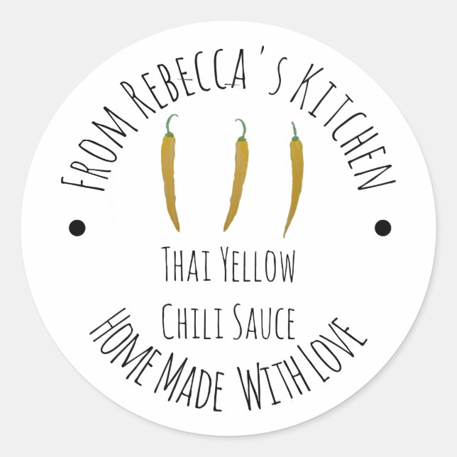 Sticker Rond Fait maison | Sauce chili jaune thaïe (Devant)