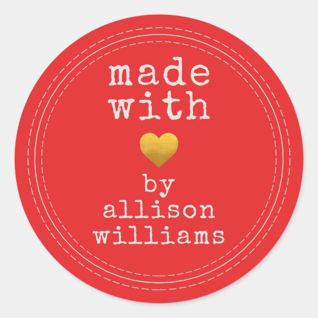 Sticker Rond Fait Moderne avec Amour Nom Personnalisé (Devant)