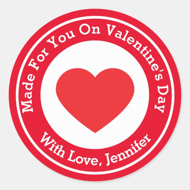 Sticker Rond Fait pour vous le jour de la Saint-Valentin (Devant)