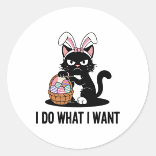 Sticker Rond Faites ce que je veux Chat Noir Vintage Chat Drôle