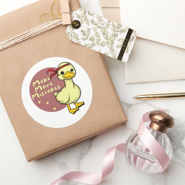 Sticker Rond Faites d'autres erreurs Kawaii drôle bébé canard (Cadeaux)