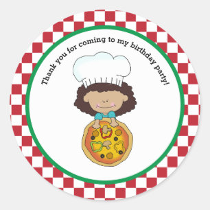 Sticker Rond Faites de votre Pizza Party Fille Merci Favoriser