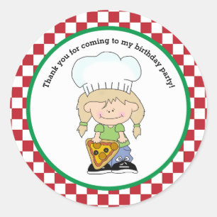 Sticker Rond Faites de votre Pizza Party Fille Merci Favoriser