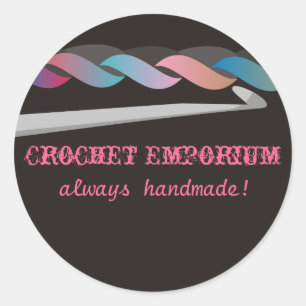 Sticker Rond faites du crochet ouvrer le labe de paquet de