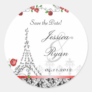 Sticker Rond Faites gagner la date épousant Noël blanc noir de