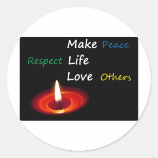 Sticker Rond Faites la paix, respectez la vie, aimez les autres