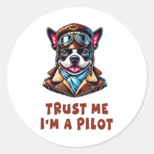 Sticker Rond Faites-moi confiance, je suis pilote