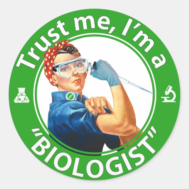 Sticker Rond Faites-moi confiance, je suis un "biologiste" logo (Devant)