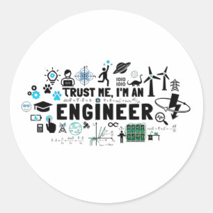 Sticker Rond FAITES-MOI CONFIANCE, JE SUIS UN INGÉNIEUR Maxwell