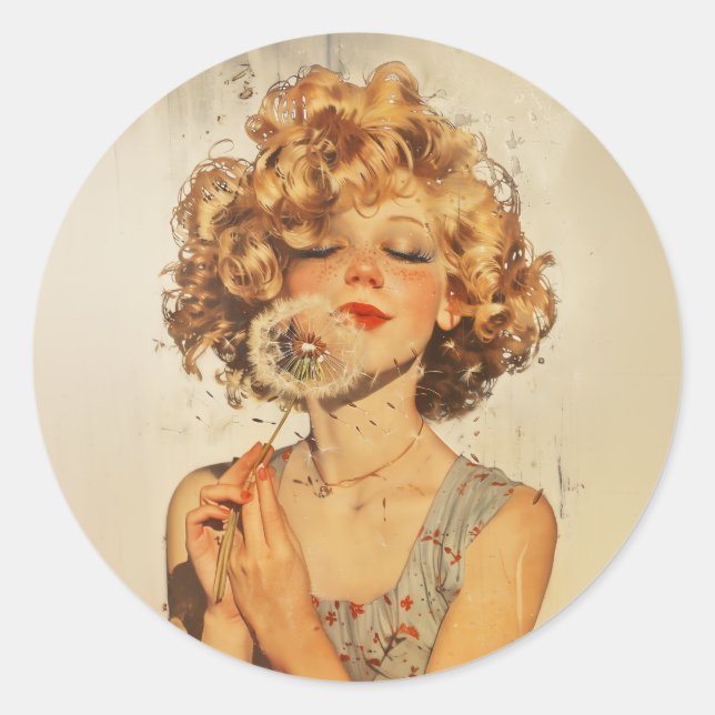 Sticker Rond Faites un Dandelion de souhaits (Devant)