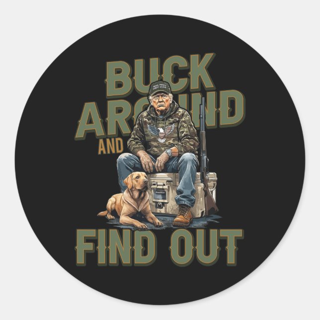 Sticker Rond Faites Un Tour Et Découvrez La Chasse Camo Trump D (Devant)