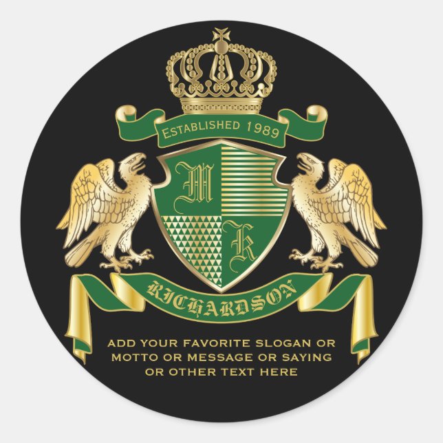 Sticker Rond Faites votre propre blouse d'armoiries d'aigle ver (Devant)