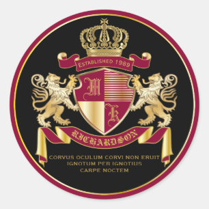 Sticker Rond Faites votre propre blouse d'armoiries Rouge or Li
