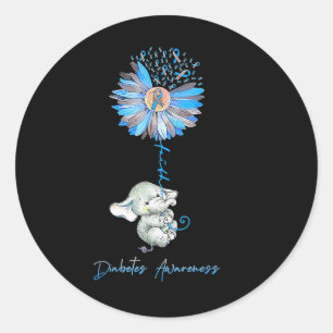 Sticker Rond Faith Cute Elephants Tournesol Diabète Sensibilisa