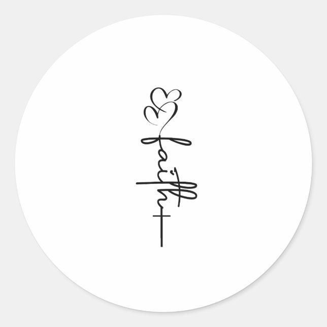 Sticker Rond Faith Hearts & Cross Christian Faith Design (Devant)