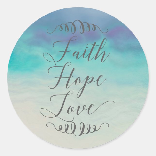 Sticker Rond Faith Hope Love Aquarelle (Devant)