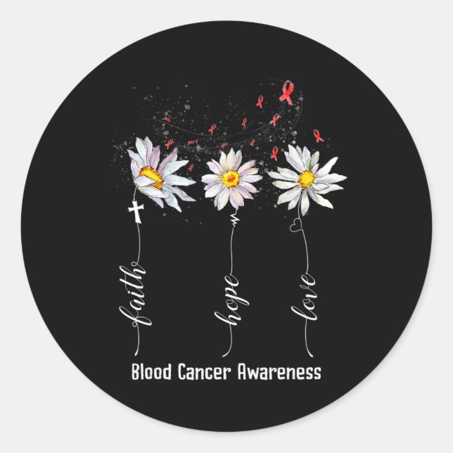 Sticker Rond Faith Hope Love Blood Cancer Awareness Flower Gif (Devant)