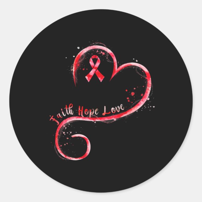 Sticker Rond Faith Hope Love Burgundy Ribbon Cerveau Aneurysm A (Devant)