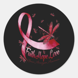 Sticker Rond Faith Hope Love Cerveau Aneurysme Sensibilisation