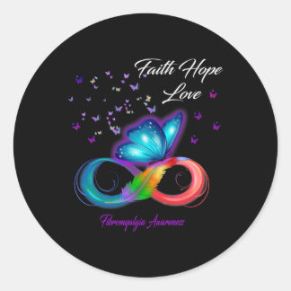 Sticker Rond Faith Hope Love Fibromyalgie Sensibilisation 1