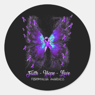 Sticker Rond Faith Hope Love Fibromyalgie Sensibilisation 2