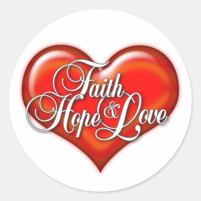 Sticker Rond Faith Hope Love Heart (Devant)