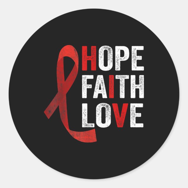 Sticker Rond Faith Hope Love - Hiv World Aids Day Awareness (Devant)