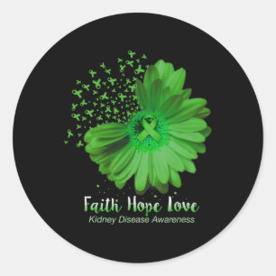 Sticker Rond Faith Hope Love Maladie du rein Sensibilisation To