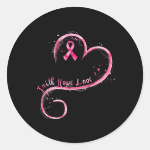 Sticker Rond Faith Hope Love Pink Ribbon Cancer du sein Prix