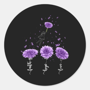 Sticker Rond Faith Hope Love Purple Sunflower Overdose Awards