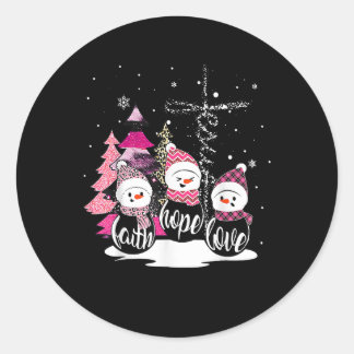 Sticker Rond Faith Hope Love Snowman Jesus Xmas Tree Christian